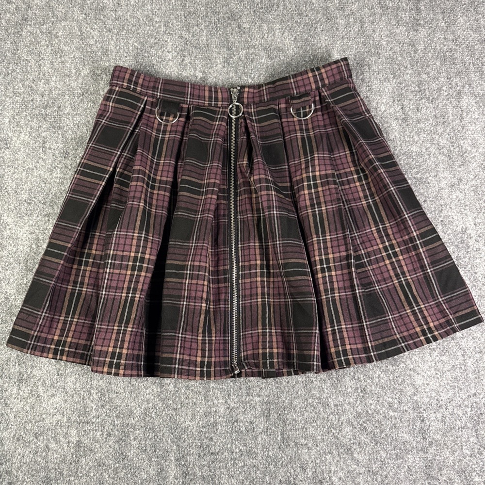 Social Collision Hot Topic Plaid Mini Skirt Womens L Academia Rock Goth Punk